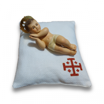 Cuscino ricamato a mano – per Bambino Gesù di Betlemme da 12 cm